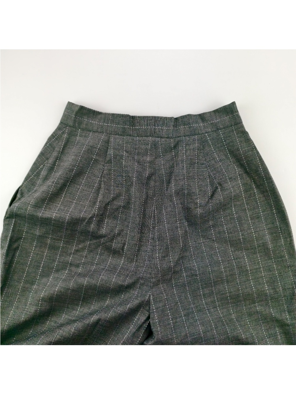 Holt Renfrew Collection Grey Wool-Blend Pinstripe Pants Women 2 Elegant Workwear
